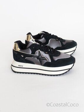 W6YZ Deva Sneakers Women's 9 Suede & Technical Fabric Platform Shoes Athleisure